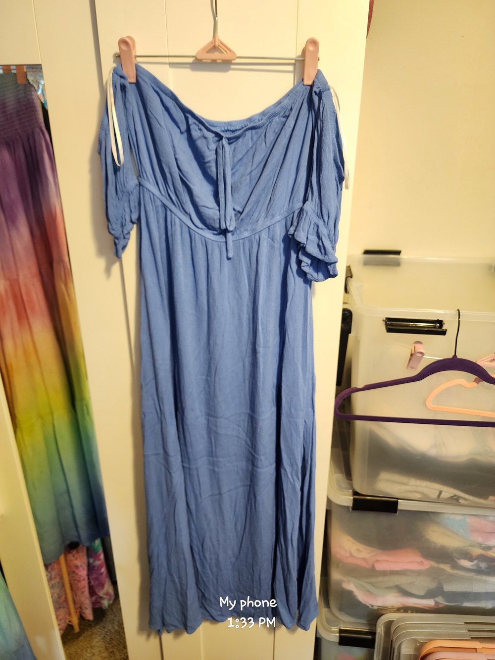 Light Blue Off-Shoulder Maxi Dress